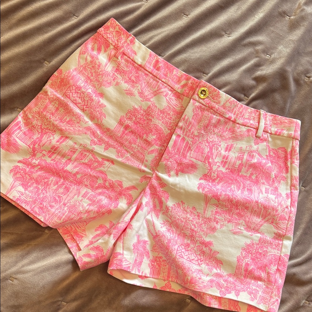 Lilly Pulitzer Neon Pink and White Women's Shorts